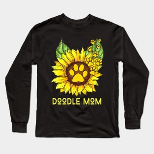 Sunflower Doodle Mom Funny Cute Paw Long Sleeve T-Shirt